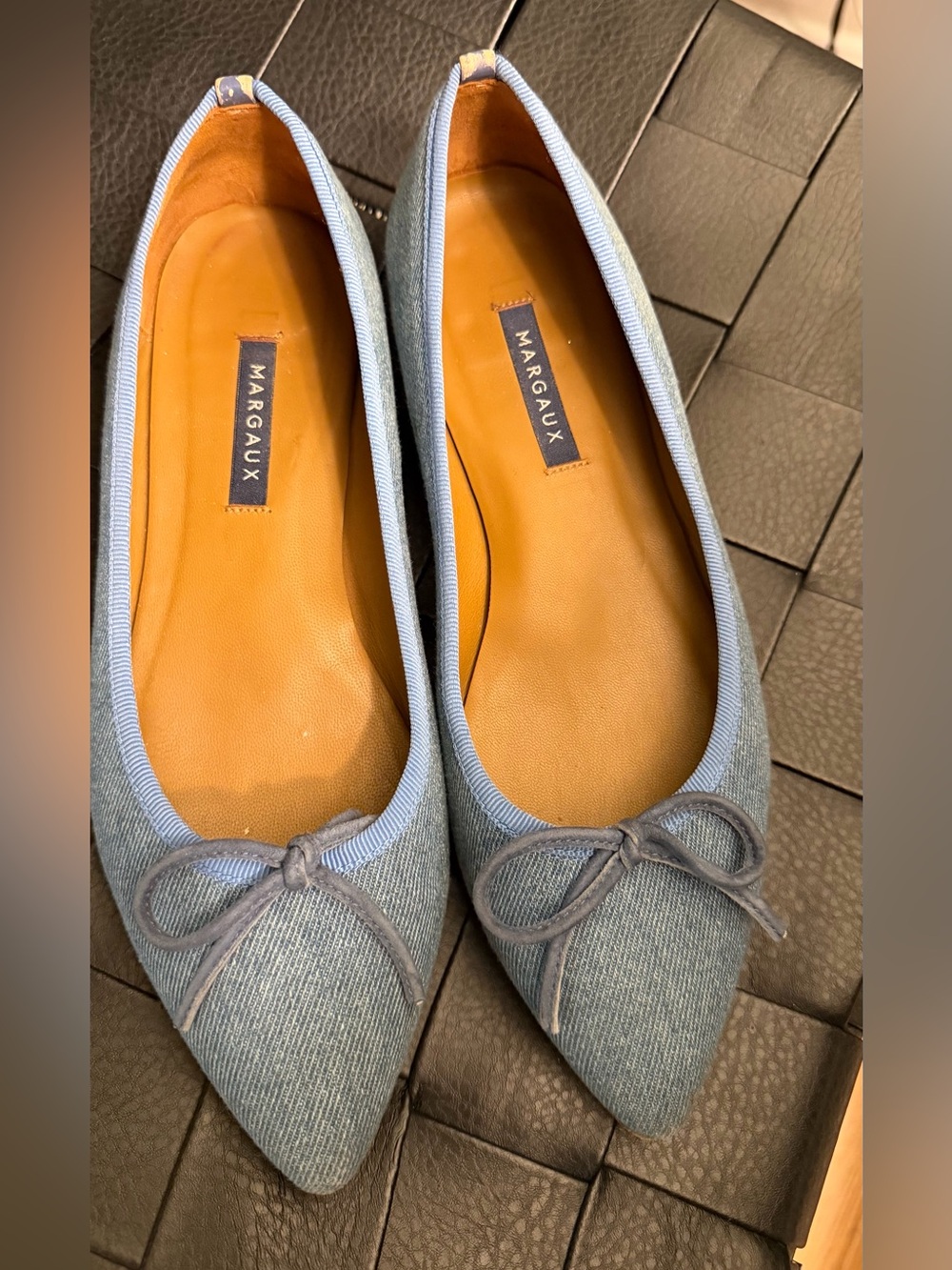 Margaux “The Pointe” Flats in Light Denim Blue